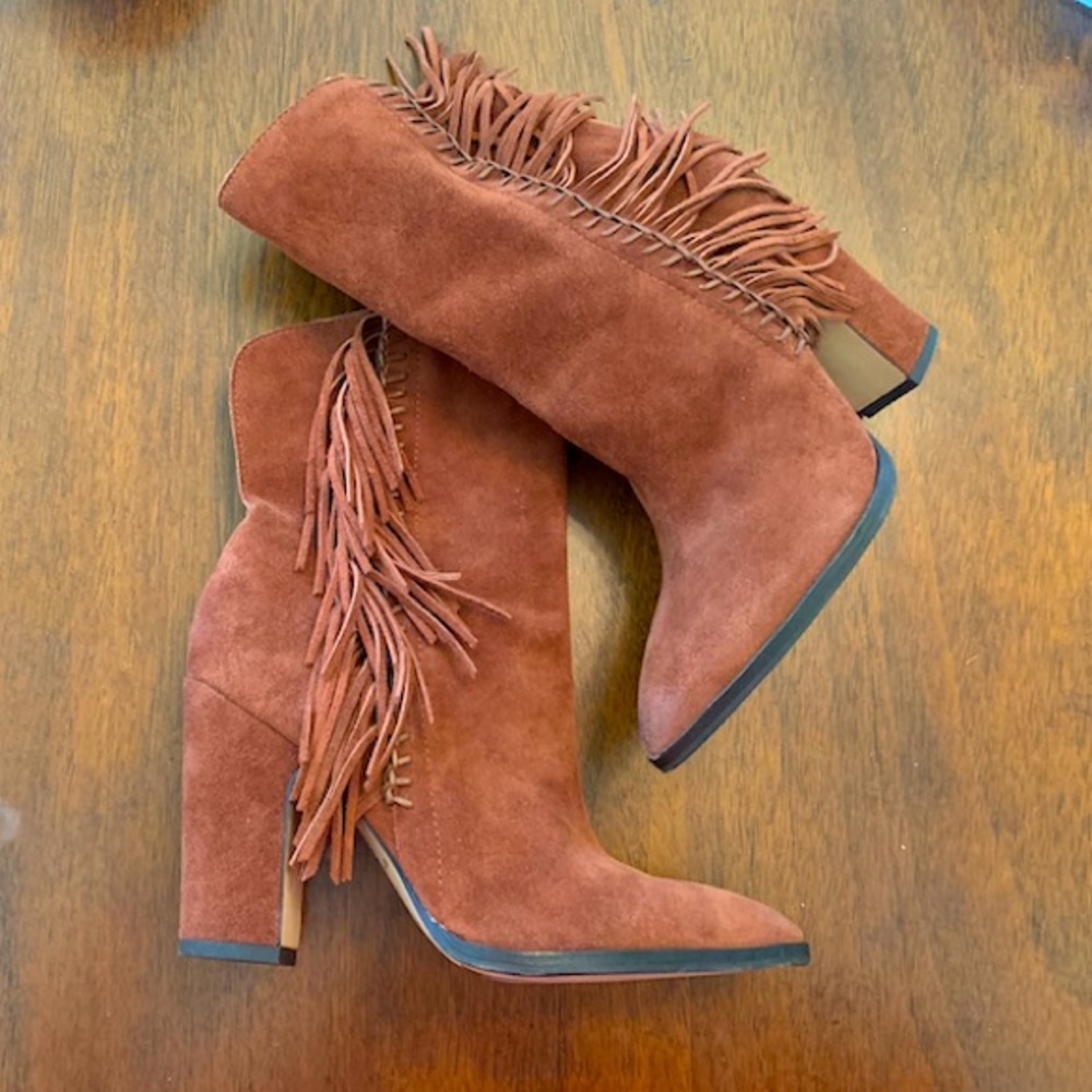 NWOB Dolce Vita stack heel fringe boots